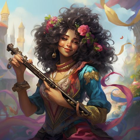 Character Concept Design. DnD, Bard woman, flute, festival. Flute Bard Dnd, Half Elf Bard Female, Gnome Female Dnd, Ghostwise Halfling, Female Bard Character Design, D&d Bard, Bard Dnd Character, Bard Dnd Character Design, Bard Oc