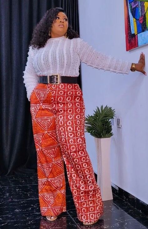 Ankara Pants For Ladies, Trouser And Top, Materials Gown Style, Ankara Trousers, Trousers Pattern, 2piece Outfits, Best African Dresses, African Lace Dresses, African Fashion Traditional