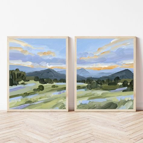 KatieGarrisonArt - Etsy Canada Mountain Landscape Art, Lake Toxaway, Diptych Wall Art, Colorful Scenery, Diptych Art, Steamboat Springs Colorado, House Pool, Autumn Art Print, Colorado Art