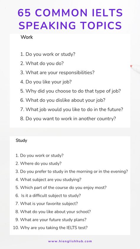 Are you preparing for the IELTS speaking test and want to know what to expect? In this article, you'll find 297+ common IELTS Speaking questions and the top 65 frequently tested topics. So, prepare for an informative and comprehensive guide to understanding the IELTS speaking test and giving your best performance. Ielts Questions, Ielts Speaking Questions, Speaking Questions, Activities For High School Students, Writing Argumentative Essays, Activities For High School, Ielts Essay, Speaking Test, Ielts Speaking