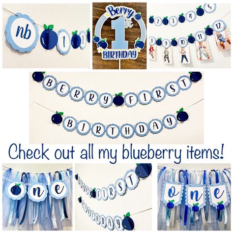 3D Berry First Birthday Blueberry Personalized Customized Name Banner Blue 1st First Flowers - Etsy Berry First Birthday Blue, Blueberry First Birthday Party, Blueberry Birthday, First Birthday Boy, Berry First Birthday, Cute Banners, First Birthday Themes, Name Banner, Name Banners