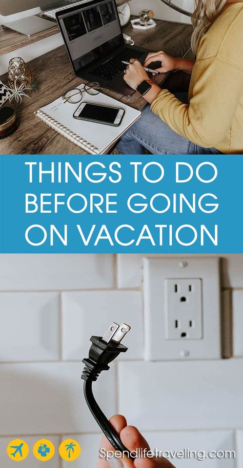 Things to do before going on vacation - checklist Things To Do Before Going On Vacation, Going Back To Work After Vacation, Things To Do Before Leaving For Vacation, Pre Vacation Checklist, Vacation Prep Checklist Beauty, Vacation Checklist, Traveling Abroad, Vacation Goals, Vacation Itinerary