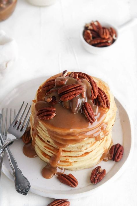 Pecan Pie Topping, National Pancake Day, Pie Topping, Buttermilk Pancakes Fluffy, Make Pancakes, Breakfast Recipies, Breakfast Specials, Breakfast Ingredients, Milk It