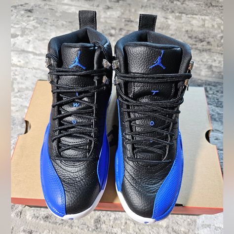 Retro 12 Jordans Outfit, Jordan 12 Outfit Men, Jordan 1 Low Blue, Jordan 1 Mid Blue, Blue Shoes Men, Custom Jordans, New Jordans Shoes, Nike Fashion Shoes, Yellow Sneakers