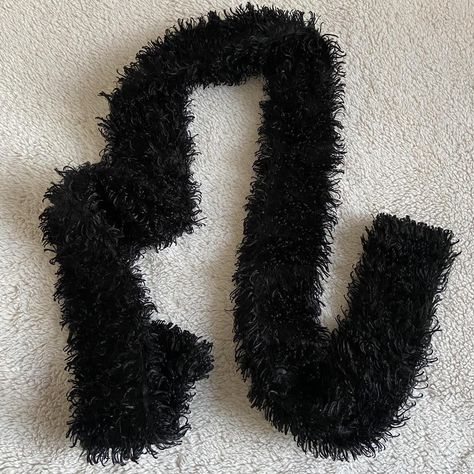 Y2K Fuzzy Black Scarf Super cute and in great... - Depop Y2k Scarf, Fuzzy Scarf, Winter Inspo, Black Scarf, Pretty Jewelry, Crochet Scarves, Pretty Jewellery, Outfit Ideas, Super Cute