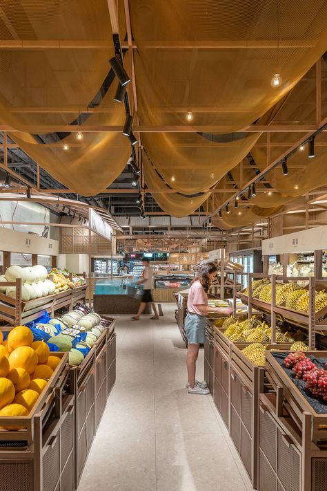 Gallery of The Assembled Market· Fresh Mart / LUKSTUDIO - 4 Flagstone Pavers, Lattice Screen, Cafe Area, Indoor Markets, Food Retail, Bamboo Table, Architecture Magazines, Changsha, Display Furniture