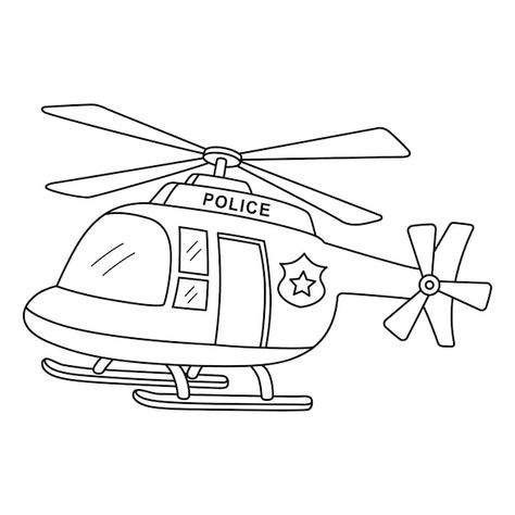 Police Helicopter Drawing, Colouring Outline, Police Coloring Pages, Helicopter Coloring Page, Helicopter Drawing, Police Drawing, Police Helicopter, Illustration Outline, Children Sketch