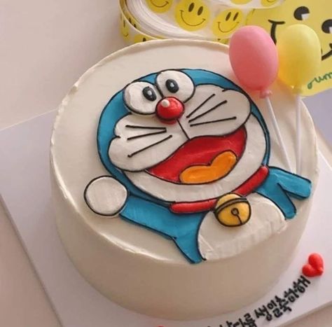 Doraemon Cake, Bts Cake, Anime Cake, Mini Torte, Pastel Cakes, Simple Cake Designs, Funny Birthday Cakes, Mini Cakes Birthday, Cartoon Cake