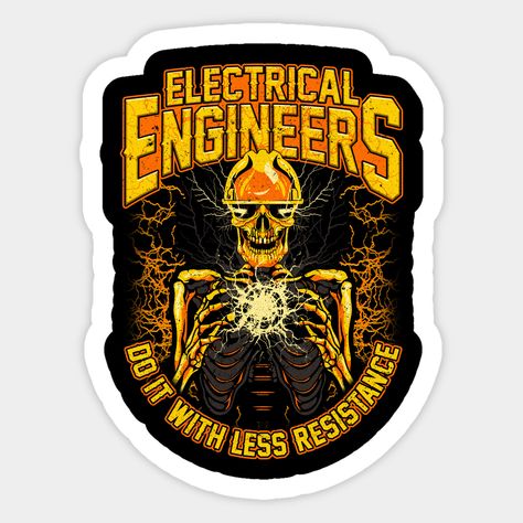 Electrical Engineers Do It With Less Resistance Engineering Gifts -- Choose from our vast selection of stickers to match with your favorite design to make the perfect customized sticker/decal. Perfect to put on water bottles, laptops, hard hats, and car windows. Everything from favorite TV show stickers to funny stickers. For men, women, boys, and girls. Electrical Engineering Logo, Logo Engineering, Engineering Logo, Engineering Gifts, Electrical Engineering, Funny Stickers, Custom Stickers, Favorite Tv Shows, Water Bottles