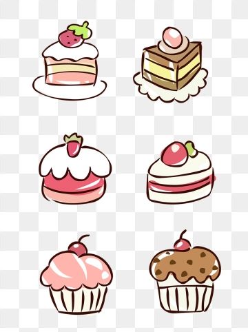 Cake Kartun, Dessert Background, Food Elements, Cute Cartoon Food, Banner Doodle, Dessert Drawing, Food References, Drawn Food, Desserts Drawing