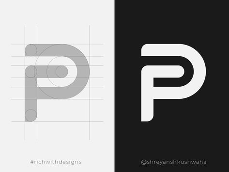 Logo Design Concept for Pooja Kushwaha | P Monogram by Shreyansh Kushwaha P G Logo, Pf Logo Design, P Monogram Logo, Pg Logo, P Monogram, Tattoo Colors, P Logo Design, Minimalist Logos, Painting Logo