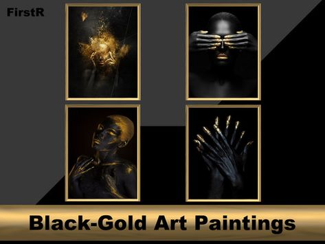 Expensive Paintings, Expensive Art, Gold Art Painting, Sims Houses, Urban Painting, Dark Paintings, Gold Decal, Dream Painting, Modern Abstract Wall Art