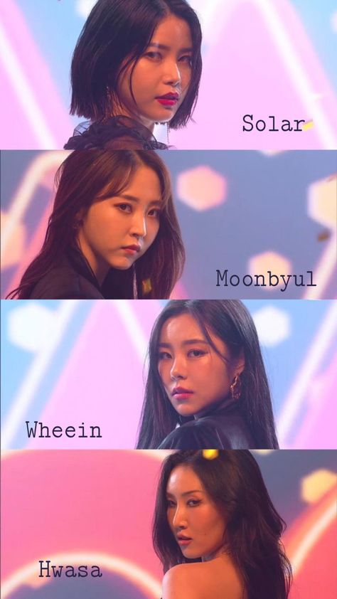 Mamamoo With Names, Itzy Names Members, Mamamoo Wallpaper, Kpop Group Names, Pop Music Artists, Girls Group Names, 2020 Wallpaper, Wheein Mamamoo, Blackpink Wallpaper