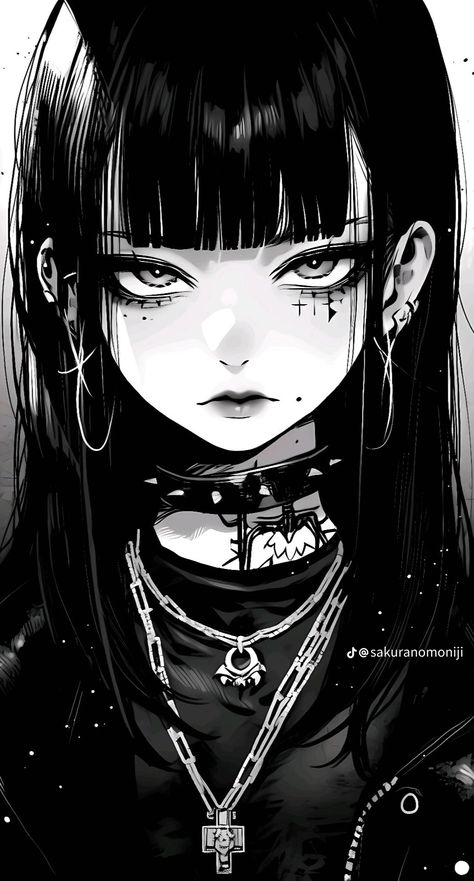 Gothic Anime Girlies, Emo Anime Girlies, Goth Anime Female, Goth Anime Wallpaper, Goth Girl Wallpaper, Anime Goth Female, Gothic Girl Drawing, Goth Anime Woman, Gothic Anime Aesthetic