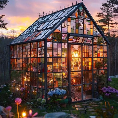 Stained glass greenhouses✨️🌱 Which one is your favorite? 1,2,3,4,5 or 6? #movies #howwedwell #gardendecor#myhomevibe #decorcrushing #outdoordecor #interiorlover #homedecor#instainterior #interior444 #myhyggehome#interiorideas #interior123 #elledecor #outdoor #decor #decora #greenhouse#gardenparty #gardens #interior1 23#greenhouses #interior4you #bohemiandecor #homeinspiration #interiorwarrior #cozyhome #interior4inspo #outdoorliving #interior444 Enclosed Garden Structures, Old Window Greenhouse, Glass Green House, Homely Decor, Window Greenhouse, Glass Greenhouse, Gardening 101, Mini Greenhouse, Cottage Core Aesthetic