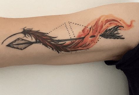 Phoenix And Arrow Tattoo, Water Pheonix Tattoo, Flame Arrow Tattoo, Raven And Phoenix Tattoo, Phoenix Book Tattoo, Phoenix Yin Yang Tattoo, Dragon And Fire Tattoo, Phoenix And Fire Tattoo, Fire Feather Tattoo