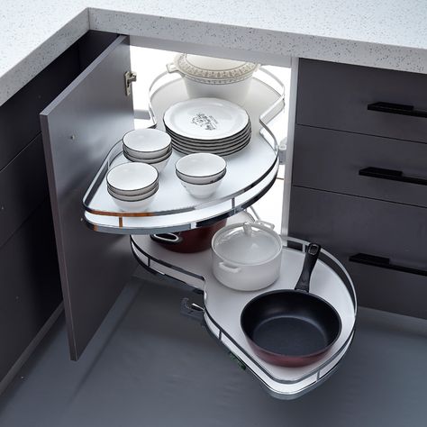 Space-saving LAZY SUSSAN swing tray at kitchen cabinet magic corner https://m.alibaba.com/product/60646472307/Space-saving-LAZY-SUSSAN-swing-tray-at.html?__sceneInfo={"cacheTime":"1800000","type":"appDetailShare"} Magic Corner Kitchen, Corner Cabinet Kitchen, Corner Cabinet Organization, Magic Corner, Corner Basket, Kitchen Cabinet Organizer, Interior Design Layout, Corner Kitchen Cabinet, Kitchen Basket Storage