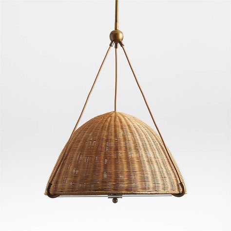 Jake Arnold, Dome Pendant Light, Wicker Pendant Light, Slanted Ceiling, Rattan Shades, Dome Pendant Lighting, Types Of Sofas, Woven Rattan, Glass Diffuser