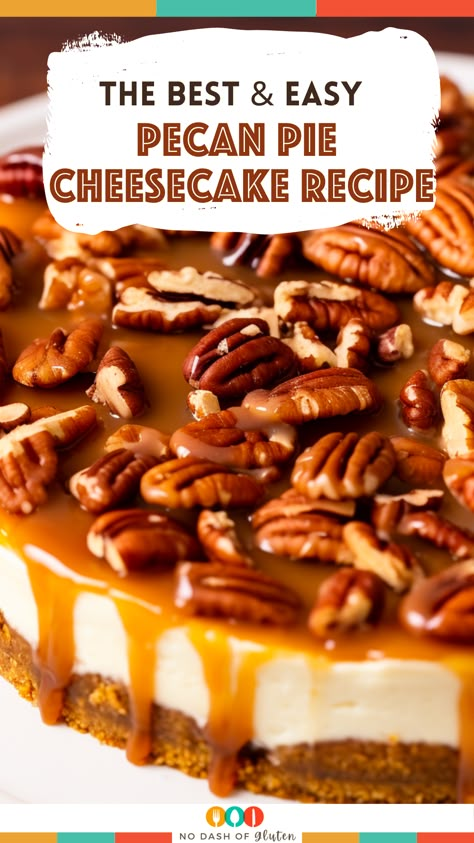 Satisfy your sweet cravings with our divine Pecan Pie Cheesecake recipe. Creamy cheesecake meets rich pecan pie in this heavenly dessert. Try it today and treat yourself to a slice of pure indulgence! Deep Dish Pecan Pie Recipe, Easy Pecan Cheesecake, Easy Pecan Pie Cheesecake, Pecan Cheesecake Pie, Pecan Pie Cheesecake Recipe, Pecan Desserts Recipes, Cheesecake Delight, Pecan Pie Easy, Pecan Pie Cheesecake