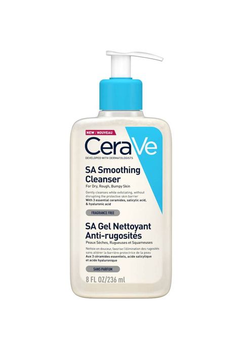 Cerave Sa Smoothing Cleanser, Cerave Cleanser, Salicylic Acid Cleanser, Rough Bumpy Skin, Bumpy Skin, Hydrating Cleanser, Facial Cleansers, Improve Skin Texture, Body Cleanser