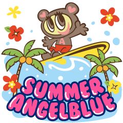 ANGEL BLUE summer – LINE stickers | LINE STORE Angel Blue Japan, Japan Wallpaper, Line Game, Angel Blue, Emoji Stickers, Print Ideas, Line Sticker, Line Store, More Words