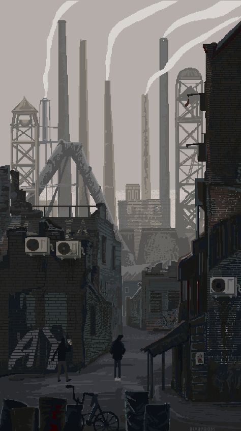 Pixel Art City Gif, Industrial Pixel Art, Pixel Art Brick Wall, Dark Pixel Art Wallpaper, Pixel Art Video Games, Dark Pixel Art, Wallpapers Pixel, Cyberpunk Pixel Art, City Pixel Art