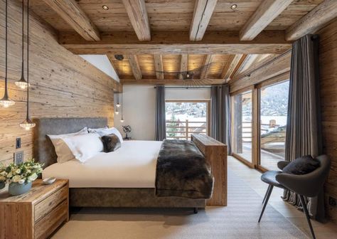 Chalet Modern, Chalet Bedroom, Alpine Chalet, Chalet Interior, Chalet Design, Luxury Ski Chalet, Chalet Style, Luxury Ski, Ski Chalet