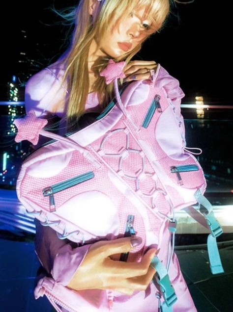 Y3k Aesthetic, Futurism Fashion, Butterfly Backpack, Small Butterfly, Y2k Pink, Pink Backpack, Happy Fun, Pose Reference Photo, Harajuku Fashion