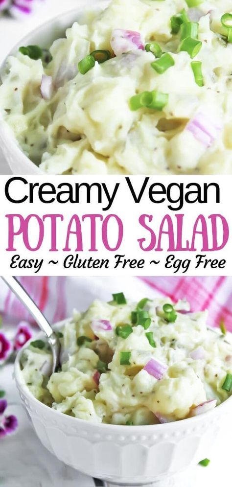 Vegan Picnic Food, Vegan Mayonaise, Vegan Potato Salad, Salad Potato, Vegan Picnic, Potato Salad With Egg, Vegan Potato Salads, Easy Potato Salad, Salad Vegan