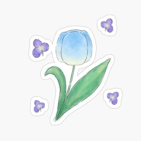 Flower Aesthetic Pastel, Pastel Illustration, Tulip Colors, Blue Tulips, Tulip Flower, Pastel Watercolor, Aesthetic Pastel, Kawaii Design, Tulips Flowers