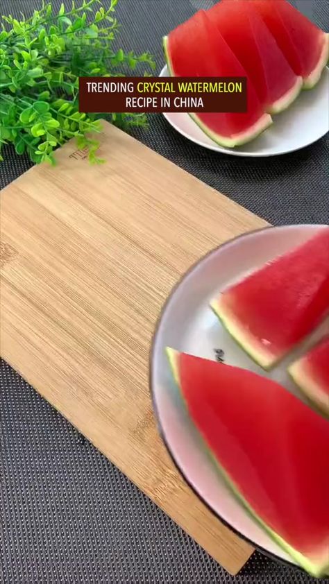 Trending crystal watermelon recipe in China | Khai Khai | Watermelon Pudding, Watermelon Recipe, Fancy Desserts Recipes, Food Chinese, Frozen Waffles, Spicy Snacks Recipes, Chinese Recipe, Party Food Buffet, Spicy Snacks