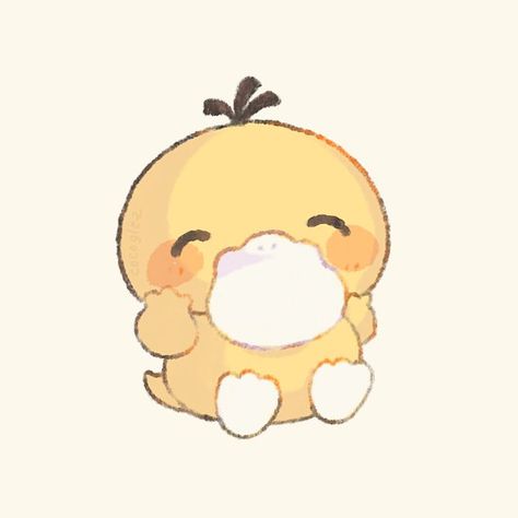 Psyduck Cute, Bow Wallpaper, Cute Pokemon Wallpaper, Pokemon Drawings, Pokemon Fan Art, Dessin Adorable, Postcard Design, Pokemon Fan, Cute Pokemon