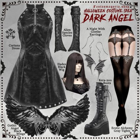 Halloween Sale is LIVE! 20% to 80% Discounts on EVERYTHING. Rise from the shadows as a Dark Angel and cast your wicked spell 🖤👼 Start with the stunning Cortana Dress, channeling that ethereal yet rebellious vibe. Add the Alien Species Gloves and lace up those badass Kera-200 Boots for a look that’s sure to leave an unforgettable mark. Complete your transformation with the Hades Black Wig, Erotic Alchemy Gray Tights, and the dramatic Gothic Angel Black Wings—because fallen angels always make t... Cortana Dress, Dark Angel Outfit, Angel Black Wings, Gray Tights, Gothic Halloween Costumes, Alien Species, Gothic Angel, Angel Outfit, Summer Coats