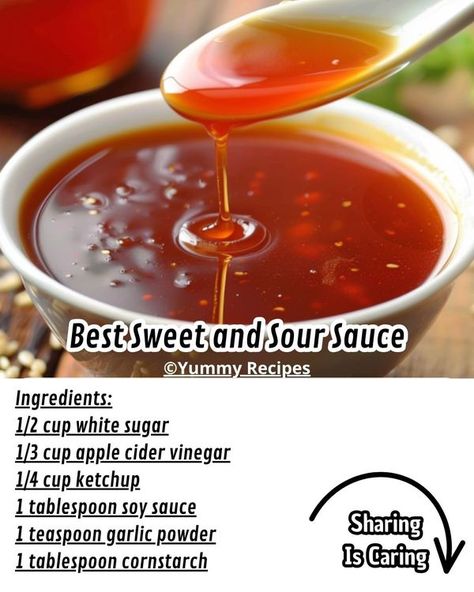 Yummy Recipes Best Sweet And Sour Sauce, Asian Sauce Recipes, Sweet N Sour Sauce Recipe, Sweet And Sour Sauces, Homemade Sauce Recipes, Chinese Cooking Recipes, Asian Sauce, Condiment Recipes, Easy Chinese Recipes