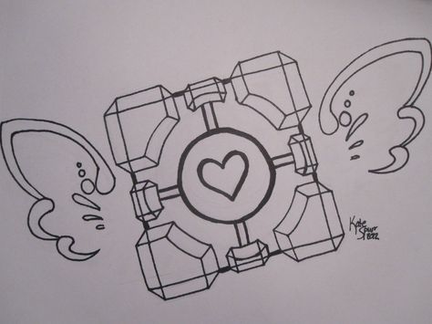 Portal 2 Tattoo Ideas, Companion Cube Art, Second Tattoo, Companion Cube, Aperture Science, Orange Box, Portal 2, Gaming Tattoo, Orange Boxes