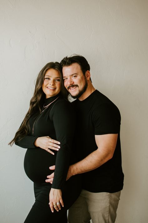 Black Maternity Dress Photoshoot Couple, Black Dress Maternity Pictures Couple, Black Maternity Dress Photoshoot, Black Dress Maternity Pictures, Black Dress Maternity, Pregnancy Poses, Black Maternity Dress, Maternity Photography Poses Pregnancy Pics, Maternity Studio