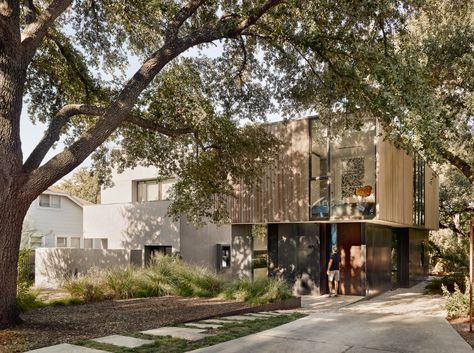 Photo 1 of 13 in A Svelte Austin Home Enables Cleverly Compact Living - Dwell Clad Home, Metal Siding, Austin Homes, Compact Living, Exclusive Home, House Inside, Floor To Ceiling Windows, Residential Design, Container House