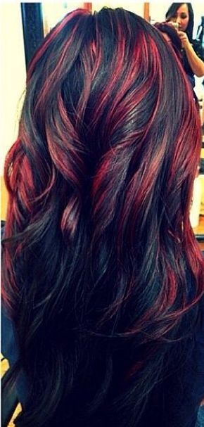 Red Highlights, Awesome Hair, Hair Color And Cut, French Twist, Hair Stuff, Beauty Ideas, Grunge Hair, Girly Stuff, Love Hair