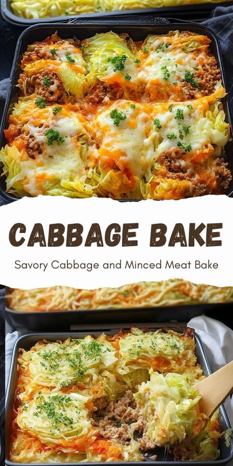 Savory Cabbage and Minced Meat Bake Ingredients Cabbage: 1 small, cut into thick pieces Salt: To taste Provencal Herbs: 1 teaspoon Onion: 1, finely chopped Minced Meat: 450 grams (1 lb) Pepper: To taste #Veggie #Baked Cabbage Bake, Savory Cabbage, Spinach Cheese Puffs, Chicken And Vegetable Casserole, Kidney Healthy Foods, Beef Pasta, Creamy Mushroom Sauce, Vegetable Casserole, Minced Meat