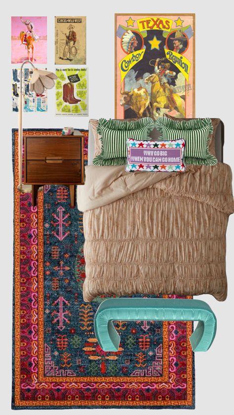 Eclectic Cowgirl Decor, Eclectic Girly Decor, Eclectic Cowgirl, Maximalist Bedroom Aesthetic, Maximalist Boho, Beach House Room, Barn House Interior, Artistic Room, Cowgirl Decor