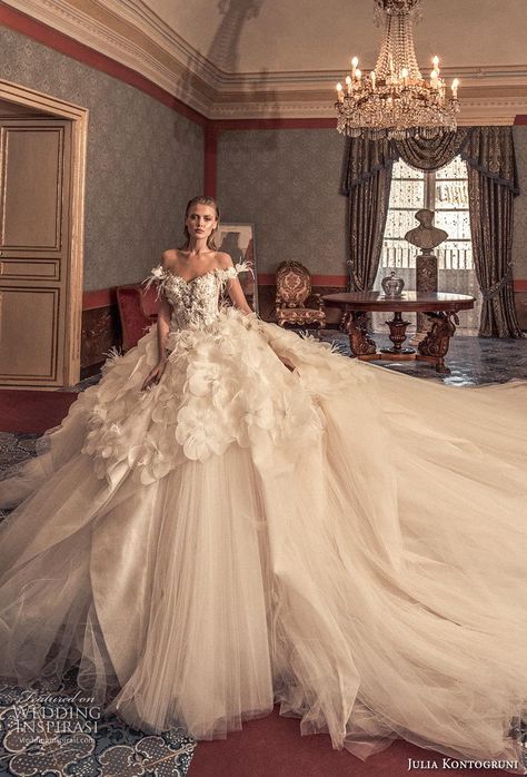 Weddinginspirasi.com featuring - julia kontogruni 2019 bridal off the shoulder v neck heavily embellished bodice tulle skirt romantic princess a line wedding dress backless royal train (12) mv -- Julia Kontogruni Couture 2019 Wedding Dresses #wedding #weddings #bridal #weddingdress #weddingdresses #bride #fashion ~ Wedding Dress Tea Length, Wedding Dresses Off The Shoulder, Dresses Off The Shoulder, Trendy Prom Dresses, Vintage Wedding Dresses, 파티 드레스, Beautiful Wedding Gowns, Sophisticated Bride, Gorgeous Wedding Dress