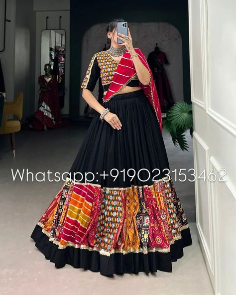 Traditional Chaniya Choli, Garba Outfit, Navratri Garba, Chaniya Choli, Night Looks, Designer Wear, Red And Black, Black And Red, Festival