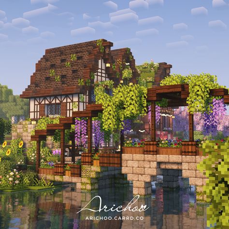 Minecraft Build House, Aesthetic Minecraft Builds, Cottagecore Minecraft, Minecraft Modern, Minecraft Cottage, Easy Minecraft Houses, Minecraft House Tutorials, Cool Minecraft Creations, Minecraft Medieval