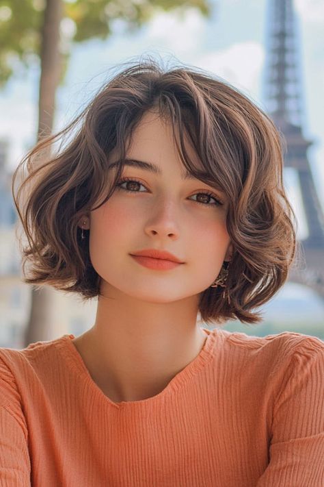 Curly French Bob, Parisian Bob, French Bob Haircut, Hairstyles For Seniors, Hairstyle With Bangs, French Bob, Bob Hairstyles With Bangs, Wavy Haircuts, Bob Haircut With Bangs