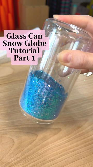 Snowglobe Glitter Tumbler, Glass Can Snowglobe Tumbler, Snowglobe Tumbler Solution, Glitter Glass Cups, Snowglobe Tumbler Mixture Diy, Snowglobe Glass Tumbler, Snowglobe Glass Can, Snow Globe Cup Ideas, Snow Globe Tumbler Tutorial