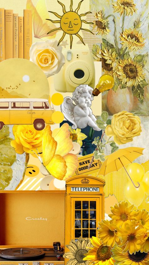 #yellow #pastel #yellowaesthetic #yellowcollage Monochromatic Collage, Take A, Pastel, Collage, Yellow