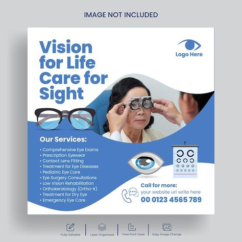 Vector eye clinic instagram post or soci... | Premium Vector #Freepik #vector Eye Clinic Social Media Design, Eye Clinic, Mens Glasses Frames, Logo Psd, Technology Icon, Banner Template Design, House Vector, Card Banner, Presentation Template Free