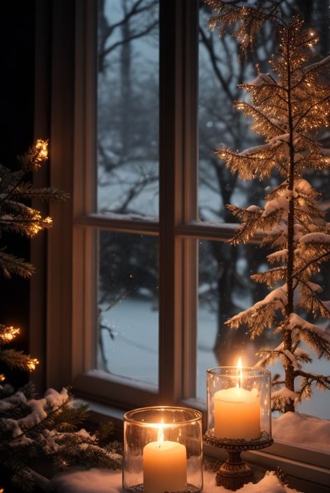 Winter Cosy Aesthetic, Snowy Window Aesthetic, Cozy Winter Night Aesthetic, December Aesthetic Cozy, Aesthetic Christmas Backgrounds, Winter Astethic, Christmas Window Decor Ideas, Winter Lockscreen, Christmas Iphone Wallpapers