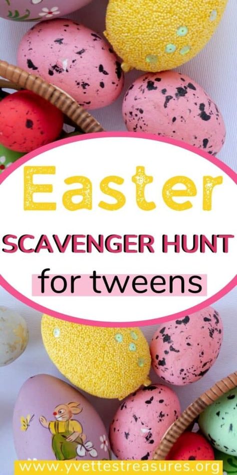 Scavenger hunt ideas with fun clues Easter Clues For Kids, Teen Egg Scavenger Hunt, Teen Easter Egg Scavenger Hunt, Easter Egg Scavenger Hunt For Older Kids, Kids Easter Scavenger Hunt, Easter Hunt Clues For Teens, Easter Basket Scavenger Hunt For Teens, Fun Easter Ideas For Teens, Teen Easter Scavenger Hunt Clues