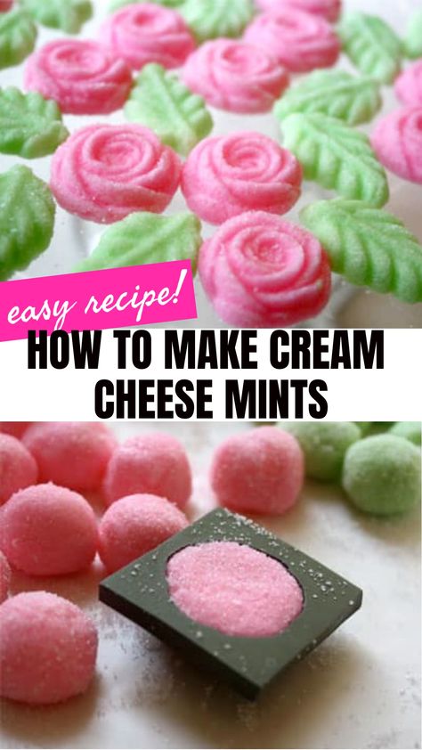 Looking for a sweet treat to add to your wedding or event? Try making delicious and easy cream cheese mints at home! This simple recipe is perfect for molding into different shapes. Learn how to make cream cheese mints with this straightforward recipe. Your guests will love these creamy, minty bites. Perfect for weddings, parties, or just a tasty snack at home. Indulge in the delightful combination of flavors in these homemade cream cheese mints! Cream Cheese Mints Wedding, Cream Cheese Mints Recipe, Cream Cheese Mints, Homemade Cream Cheese, Butter Mints, How To Make Cream, Make Cream Cheese, Mint Recipes, Blueberry Cream Cheese